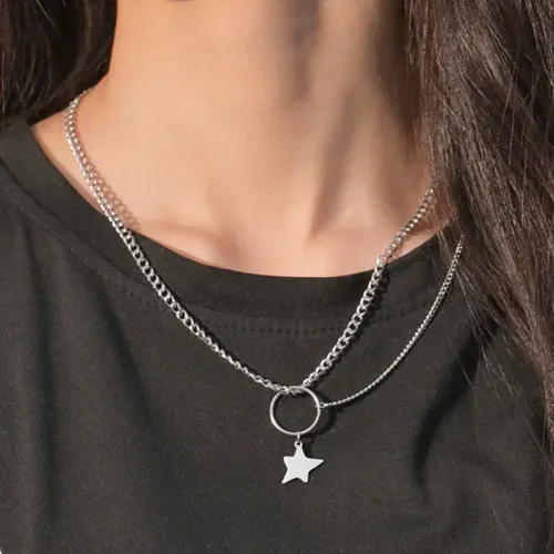 NTM3948 Irregular Pentagram Necklace for Women Trendy Sweater Chain from Dongdaemun