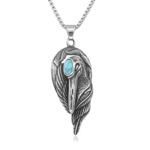 NTM1413 Flamingo Pendant Punk Necklace Stainless Steel Bird Charm
