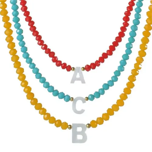 NTM3749 Colorful Beaded Alphabet Letter Necklace for Women Personalized Fashion Jewelry
