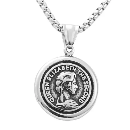 NTM1594 Queen Portrait Pendant Punk Stainless Steel Ladies' Necklace