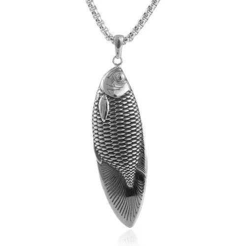 NTM1432 Betta Fish Pendant Punk Necklace Stainless Steel Siamese Fighting Fish Charm