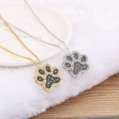 NTM2895 Paw Print Diamond Necklace Full Pave Dog Claw Pendant for Women on Tmall