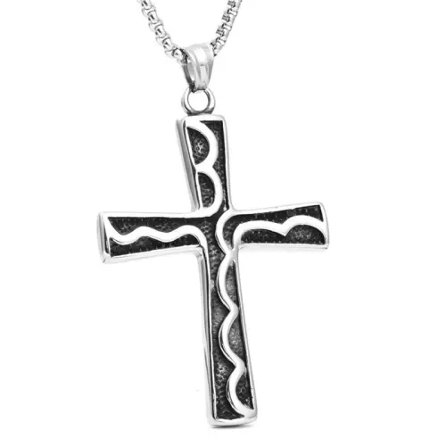 NTM2102 Men's Punk Cross Pendant Large Stainless Steel Crucifix Necklace
