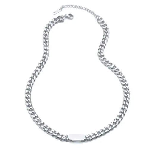 NTM3778 Hip Hop Stainless Steel Tag Pendant Short Clavicle Chain Necklace
