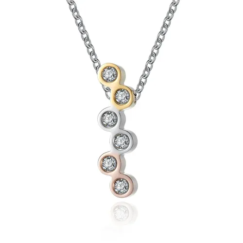 NTM1165 Women's Infinity Symbol Diamond Studded Two Tone Stainless Steel Necklace