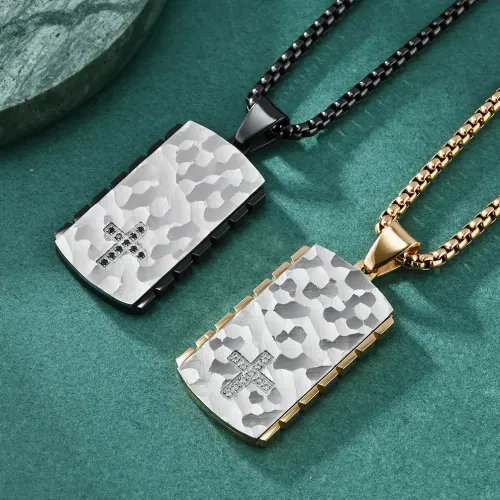 NTM1196 Hot Mechanical Gear Men's Pendant with Bark Pattern Stainless Steel Sweater Chain Necklace