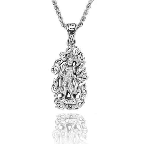 NTM3141 Men's Stainless Steel Flame Pendant Necklace DIY Hip Hop Fashion Accessory