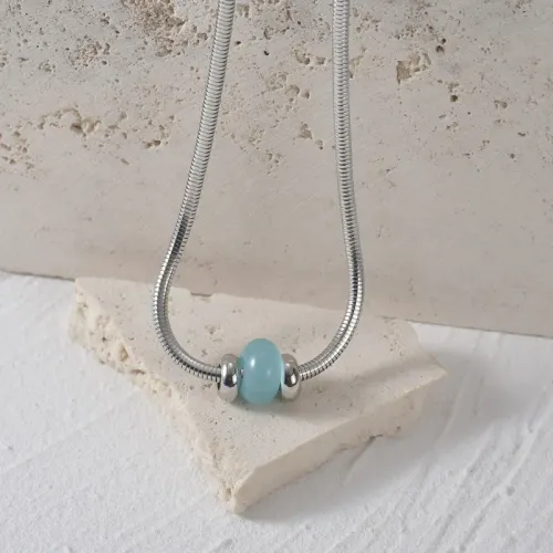 NTM3785 Chinese Jade Necklace with S Link Serpentine Chain Traditional New Style Sweater Jewelry