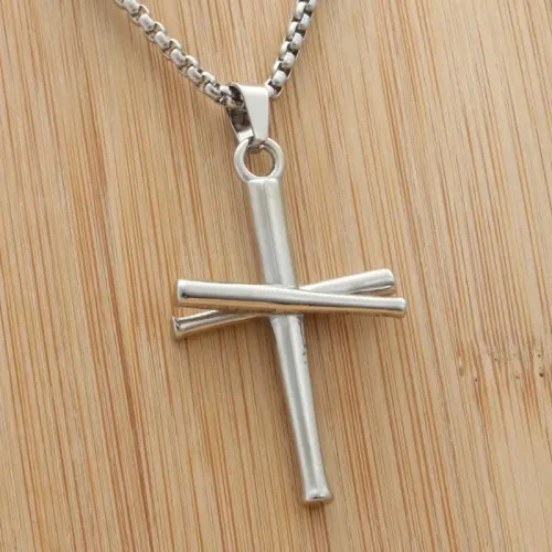 NTM1987 Baseball Cross Pendant Punk Stainless Steel Crucifix Necklace