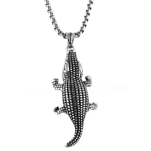 NTM2176 Crocodile Pendant Necklace Stainless Steel Animal Jewelry Yangtze Alligator Charm