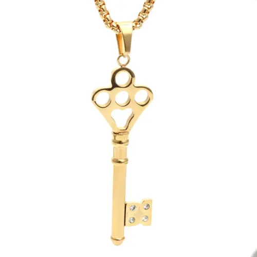 NTM2052 Diamond Key Pendant Stainless Steel Women's Necklace Gift