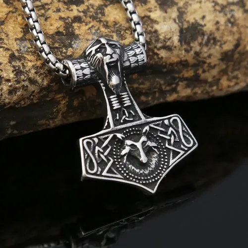 NTM905 Nordic Viking Pirate Possession Amulet Men's Stainless Steel Necklace Pendant