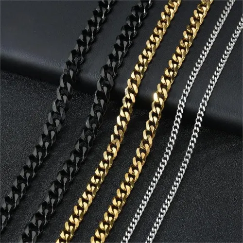 NTM3974 Unisex Stainless Steel Cuban Link Chain Thick Hip Hop Necklace for Men Women