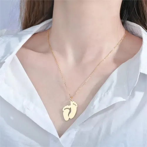 NTM3940 Cute Footprint Pendant Necklace for Women Fashion Jewelry Charm
