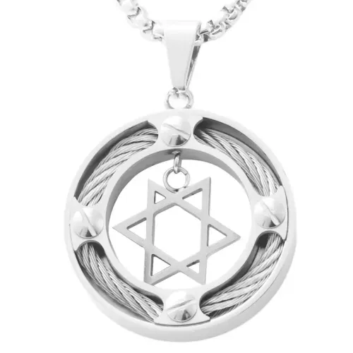 NTM1817 Hexagram Pendant Necklace Stainless Steel Hollow Star Charm