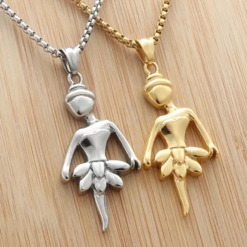 NTM1960 Ballet Dancer Pendant Punk Ballet Necklace for Women in Stainless Steel