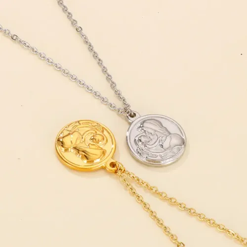 NTM2592 Hollow Girl Pendant Bracelet Stainless Steel Necklace Set Women's Jewelry