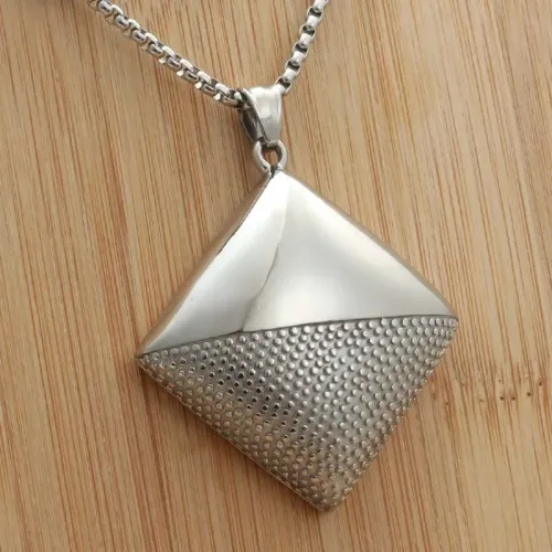 NTM1892 Diamond Shaped Pendant Punk Stainless Steel Geometric Necklace