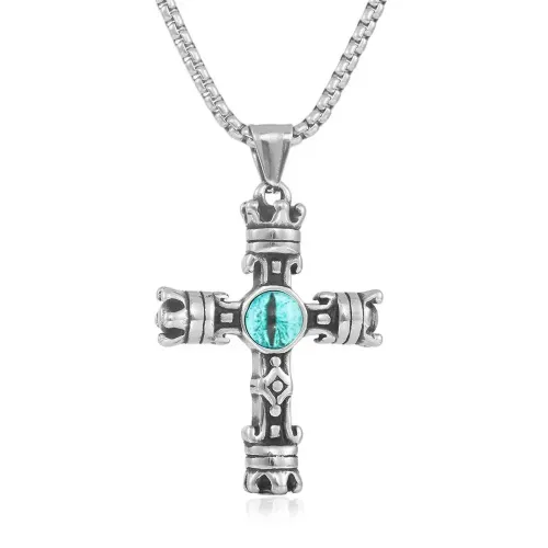 NTM1381 Devil's Eye Pendant Necklace Punk Stainless Steel Charm
