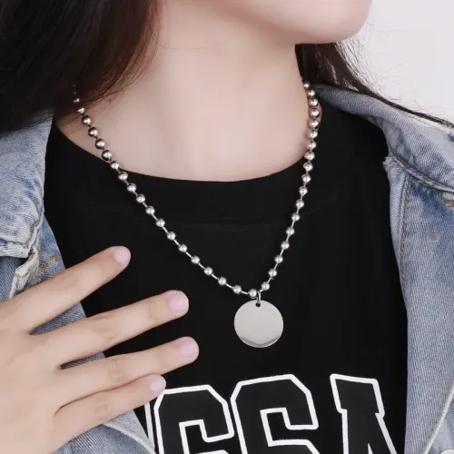 NTM2667 Hip Hop Beaded Necklace with Round Pendant for Women Spicy Girl Fashion Chain