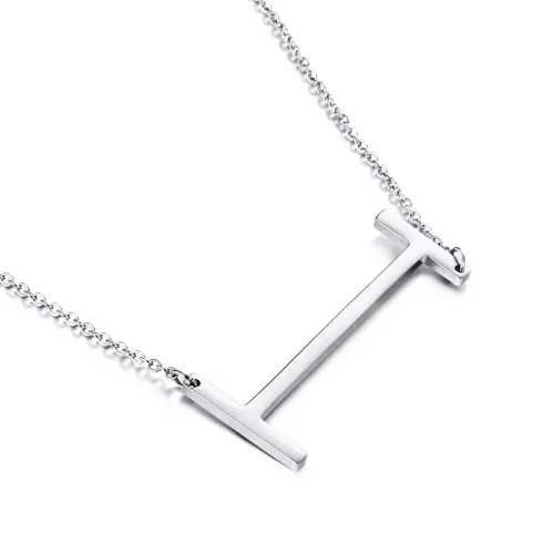 NTM2530 26 Letter Pendant Necklaces Women's Stainless Steel Choker Personalized Initial Jewelry
