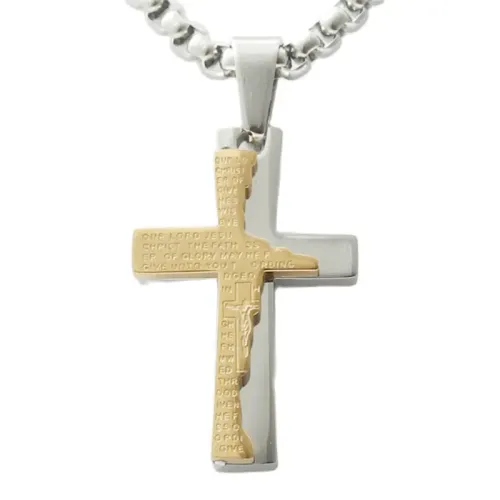 NTM1789 Stainless Steel Cross Pendant Unisex Christian Necklace
