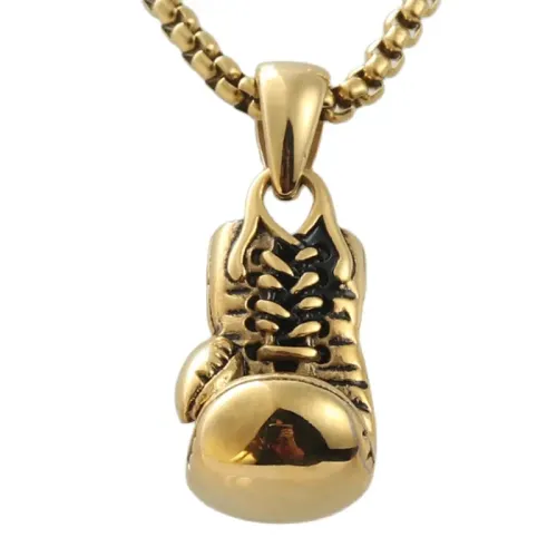 NTM1684 Golden Boxing Glove Pendant Stainless Steel Fighter Necklace