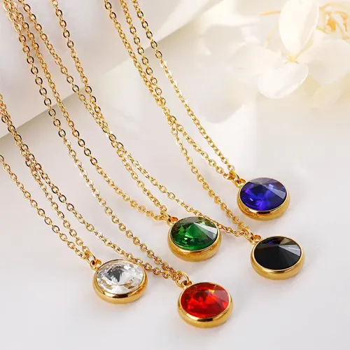 NTM2758 Zirconia Stud Earrings Stainless Steel Clavicle Necklace Set Women's Forest Style Jewelry