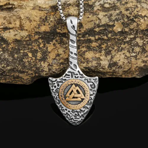 NTM1061 Viking Rune Spear Pendant Men's Stainless Steel Necklace Sweater Chain Amulet