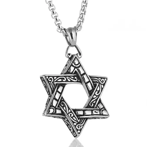 NTM2213 Hexagram Star Pendant Punk Necklace Stainless Steel Star Charm