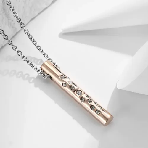 NTM1138 Women's Rectangle Diamond Cylinder Pendant Stainless Steel Necklace for Faith Fashion