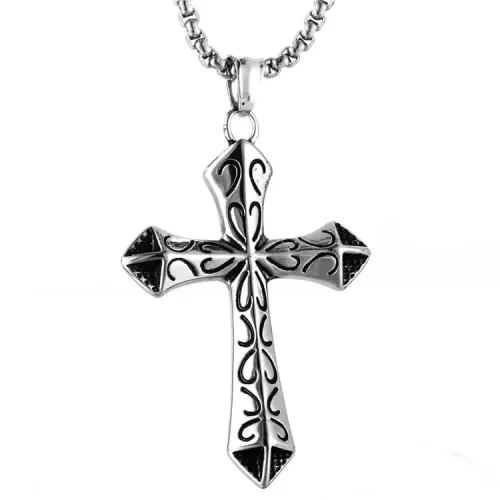NTM2172 Totem Cross Pendant Necklace for Women Stainless Steel Crucifix Charm