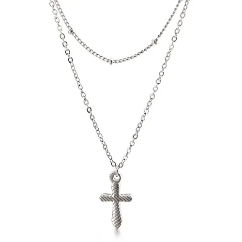 NTM2696 Stainless Steel Double Layer Charm Necklace Unisex Multi Design Pendant