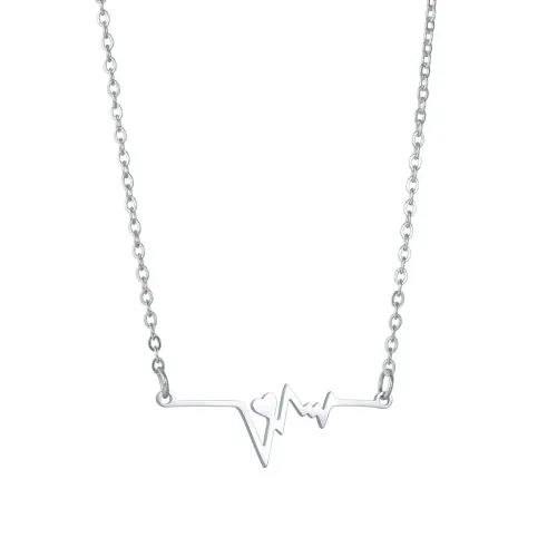 NTM1302 EKG Heartbeat Stainless Steel Women's Pendant Necklace