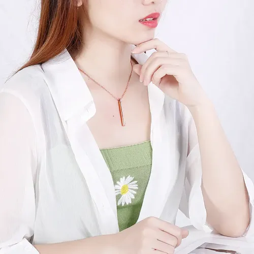 NTM2856 Stainless Steel Zircon Cylinder Cremation Ashes Pendant Perfume Bottle Necklace for Women