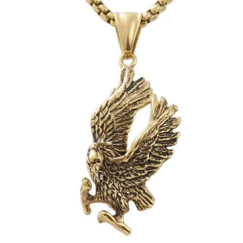 NTM1838 Golden Eagle Pendant Stainless Steel Bird Necklace
