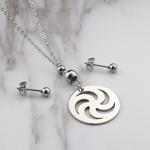 NTM2438 Hollow Steel Swirl Pattern Women's Necklace Set Elegant Jewelry Collection