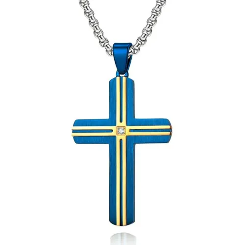 NTM1144 Men's Hammered Texture Pendant Durable Stainless Steel Necklace