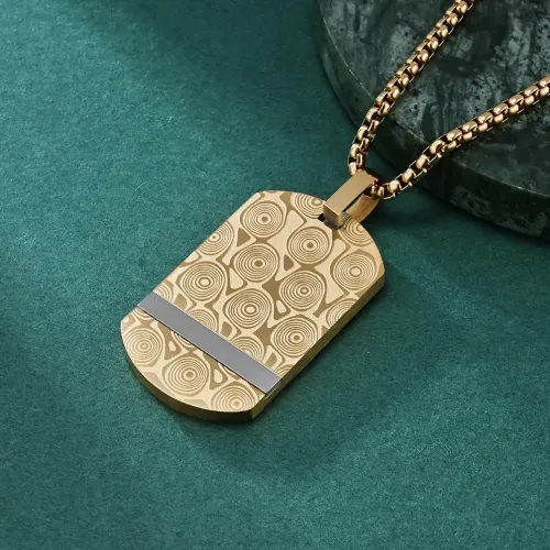 NTM1104 Hip Hop Style Texture Dog Tag Men's Stainless Steel Pendant Necklace