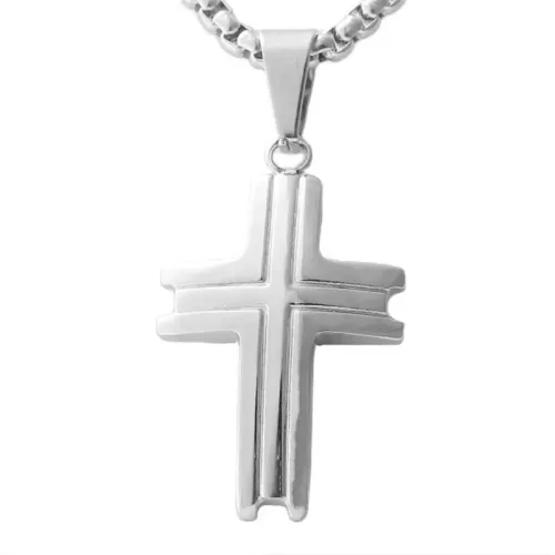 NTM1792 Cross Pendant Necklace Stainless Steel Religious Jewelry Charm