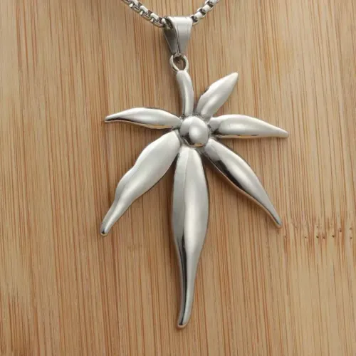 NTM1891 Floral Pendant Punk Stainless Steel Flower Necklace for Women