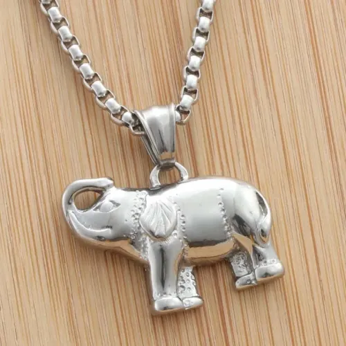 NTM1995 Prosperity Elephant Pendant Punk Stainless Steel Lucky Elephant Necklace