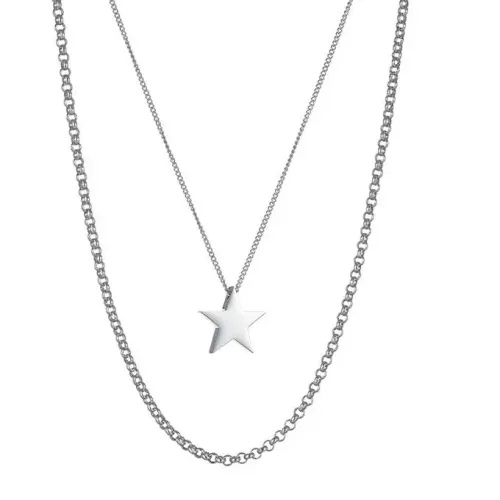 NTM3952 Dual Layer Stainless Steel Star Pendant Necklace Women's Clavicle Chain Jewelry