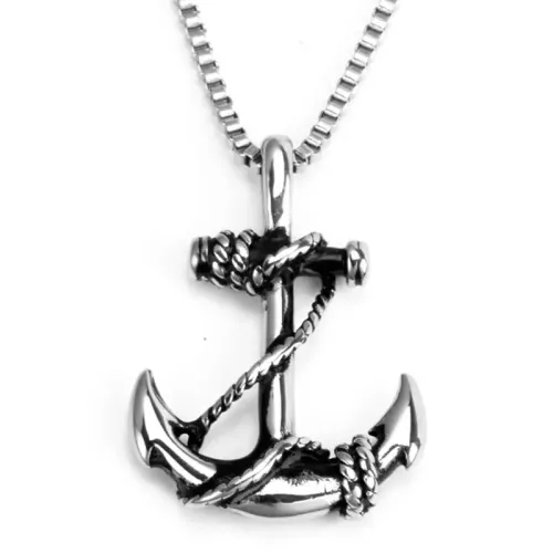 NTM2322 Pirates of the Caribbean Anchor Pendant Necklace Men's Stainless Steel Nautical Charm