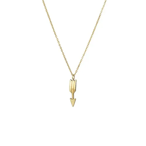 NTM3547 14K Gold Feather Arrow Pendant Necklace for Women Sweater Chain Jewelry