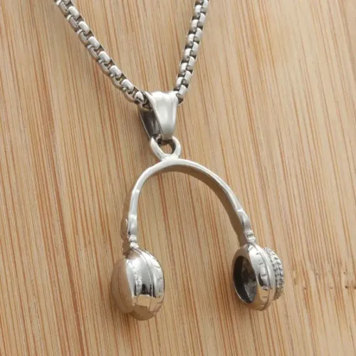 NTM1915 Bluetooth Headset Pendant Punk Stainless Steel Headphone Necklace