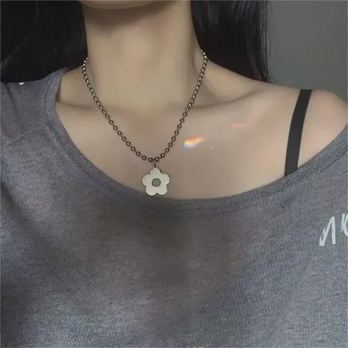 NTM3942 Cute Floral Stainless Steel Clavicle Necklace Kawaii Japanese Style Jewelry for Women