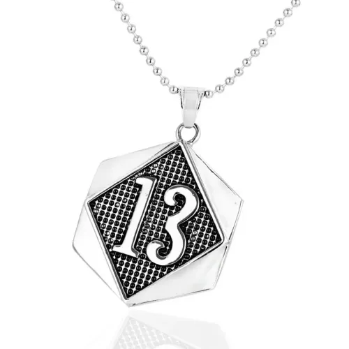 NTM2110 Punk Stainless Steel Number 13 Pendant Geometric Necklace Charm