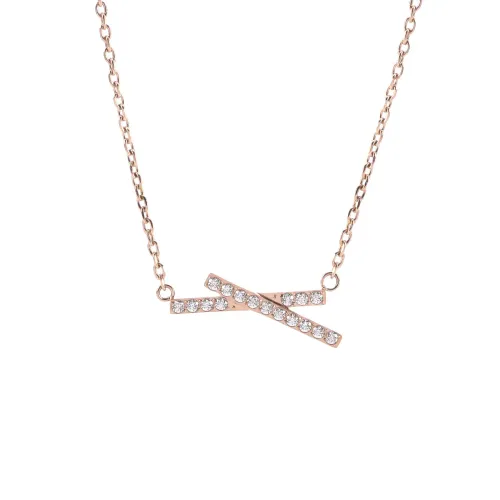 NTM3203 Fairy Style Cubic Zirconia Pendant Necklace Stainless Steel Clavicle Chain for Women