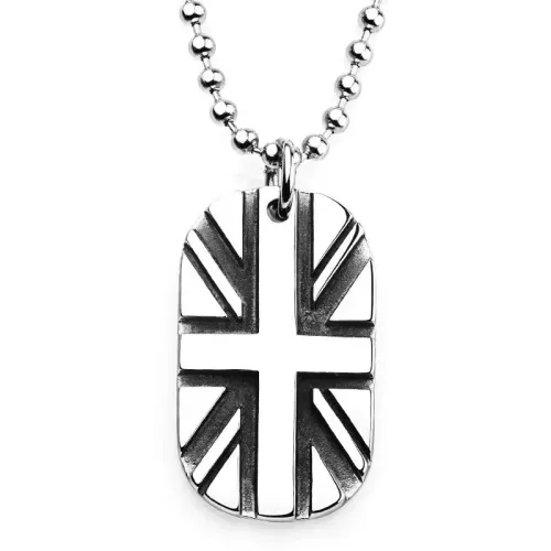 NTM3273 Custom British Flag Dog Tag Necklace for Men Long Pendant Sweater Chain